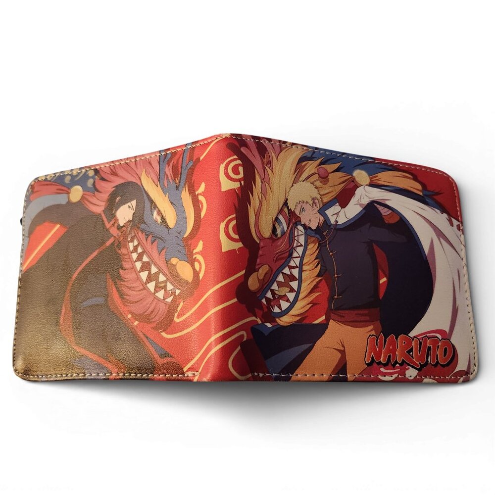 Naruto-themed bi-fold wallet featuring characters from the anime series